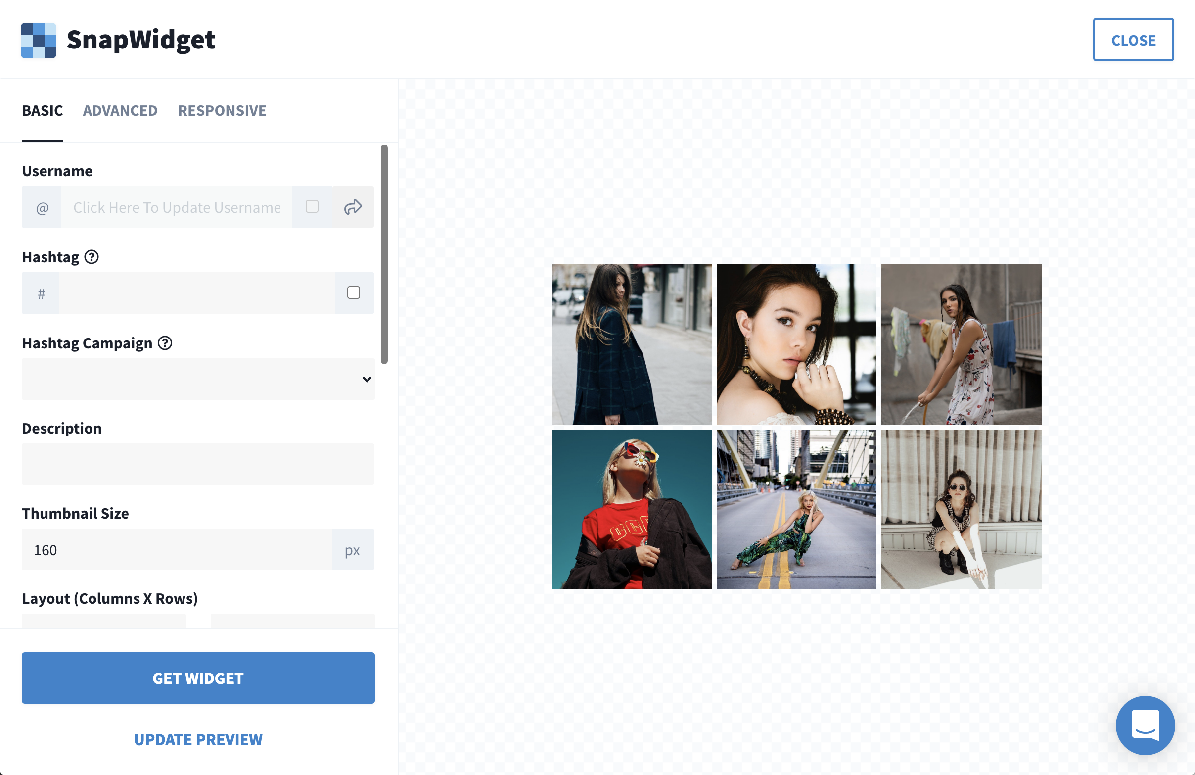 Create a new Instagram grid widget