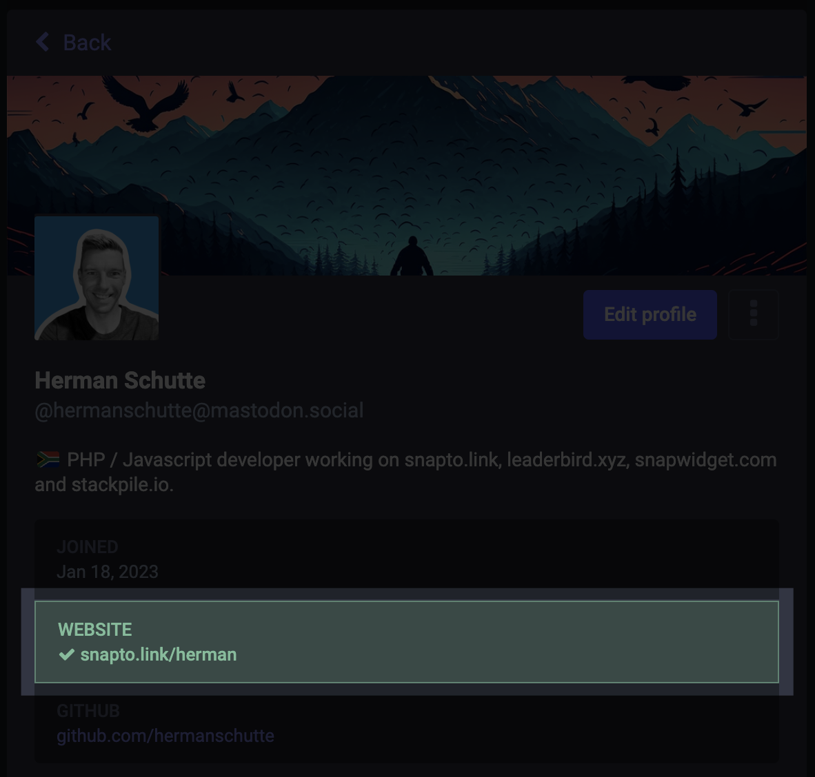 Mastodon verified profile link